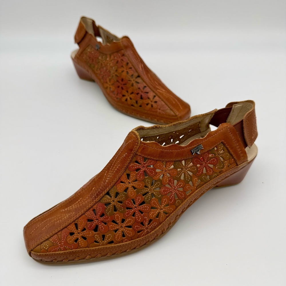 PIKOLINOS Romana Floral Cutout Slingback Low Heel Sandals Size 39 (US 8.5)